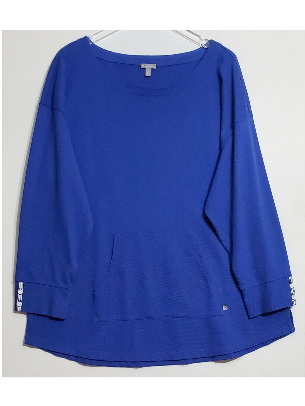 T Talbots 3X pullover sweatshirt boat neck 3/4 sleeves kangaroo pocket classic